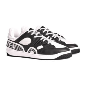Gucci 722749 2SH80 1064 Men's Shoes Black & White Demetra Fabric Basket Sneakers (GGM1739) | AlmaBagz