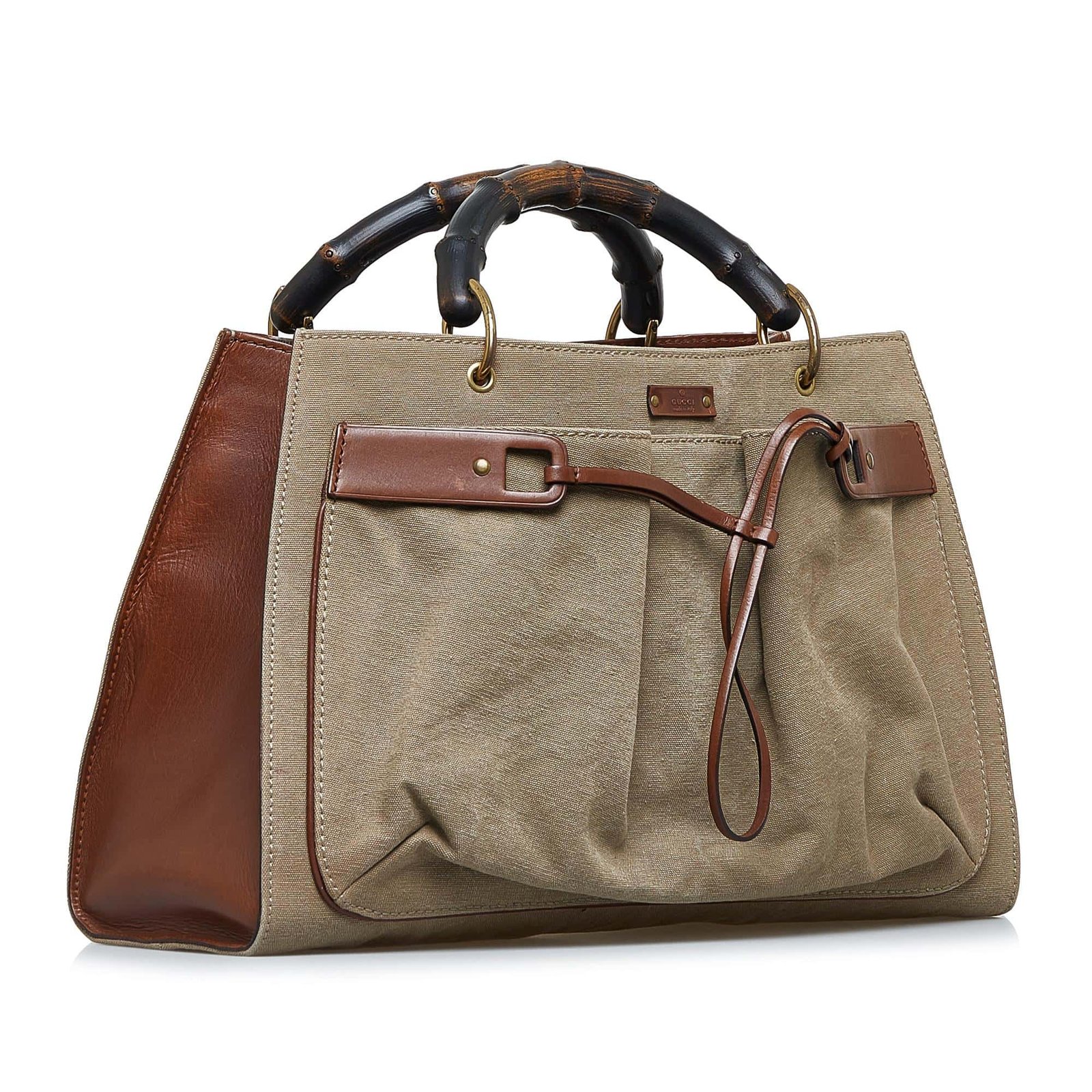 Gucci Bamboo Canvas Tote Bag (SHG-Rl4F7t) | AlmaBagz