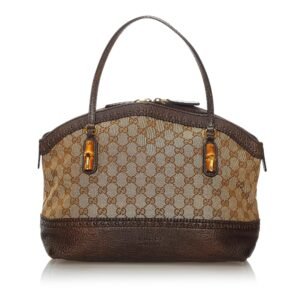 Gucci Bamboo GG Canvas Crafty Handbag | AlmaBagz