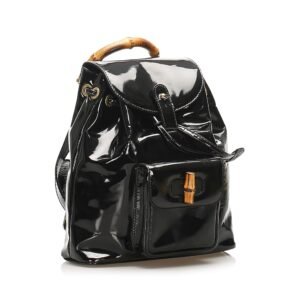 Gucci Bamboo Patent Leather Drawstring Backpack (SHG-32189) | AlmaBagz