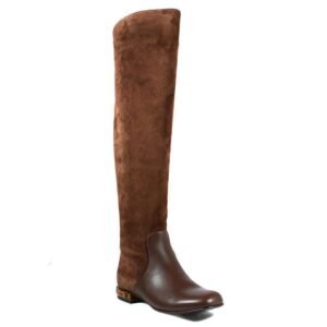 Gucci Designer Women's Designer Shoes Brown Suede / Soft Nappa Leather Boots (GGW3600) | AlmaBagz