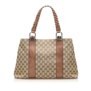 Gucci GG Canvas Bamboo Libeccio Tote Bag (SHG-11503) | AlmaBagz