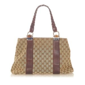 Gucci GG Canvas Bamboo Libeccio Tote Bag (SHG-20131) | AlmaBagz