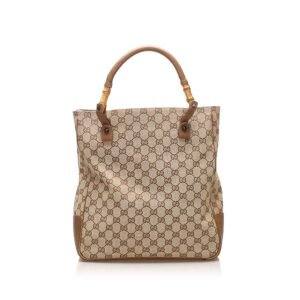 Gucci GG Canvas Bamboo Tote Bag (SHG-13136) | AlmaBagz