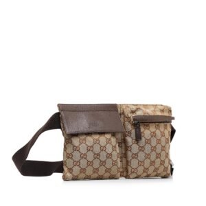 Gucci GG Canvas Double Pocket Belt Bag (SHG-ozfMNY) | AlmaBagz