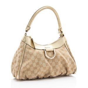 Gucci GG Canvas Metallic Leather D Ring Small Hobo (SHF-nI1P2Q) | AlmaBagz