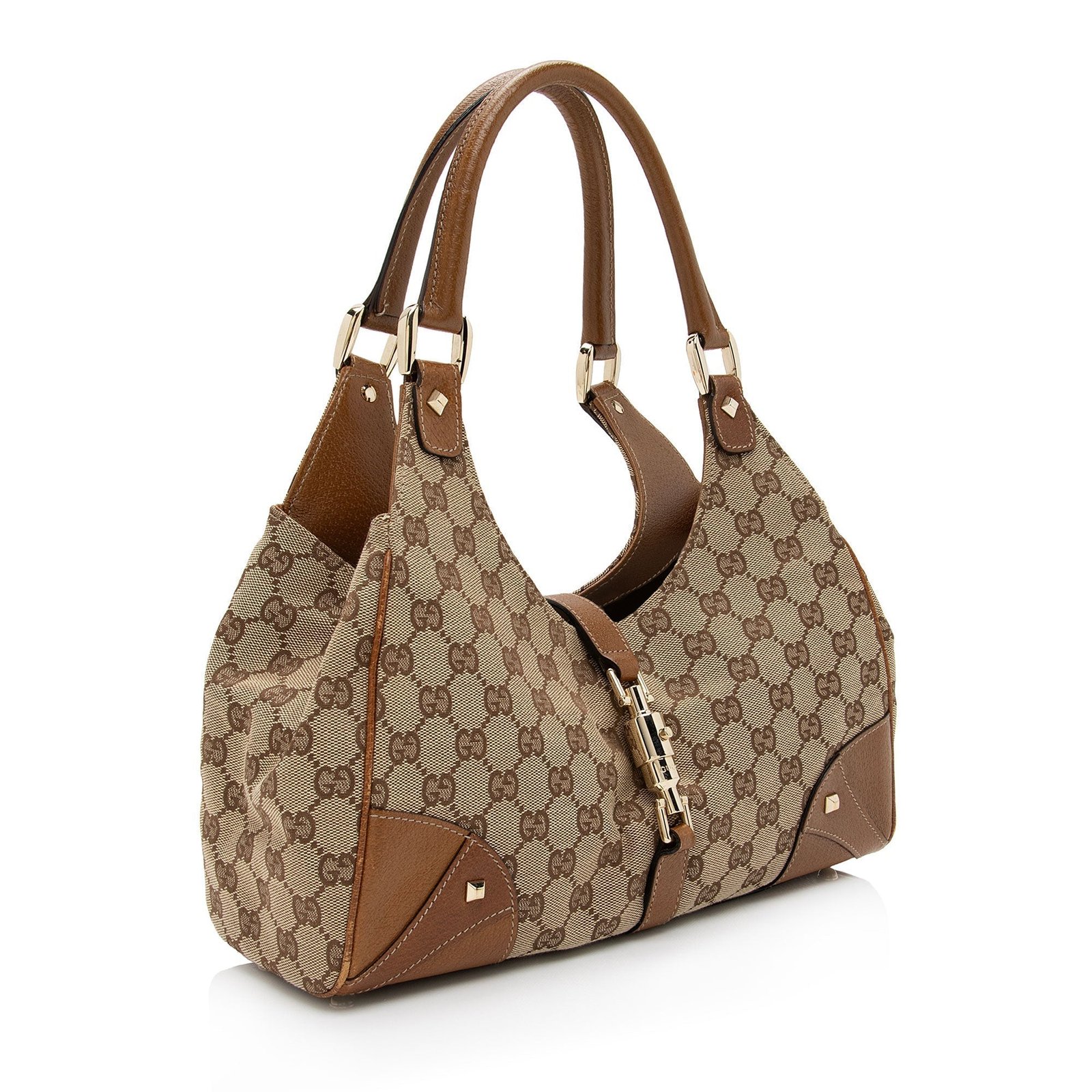 Gucci GG Canvas Nailhead Bardot Shoulder Bag (SHF-cXQEhI) | AlmaBagz