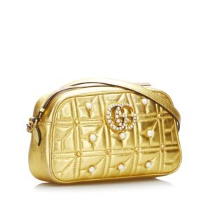 Gucci GG Pearl Studded Leather Marmont Crossbody Bag (SHG-xdcmNu) | AlmaBagz