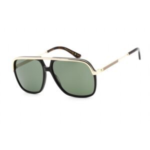 Gucci GG0200S Sunglasses Black/Gold / Green Unisex (S) | AlmaBagz