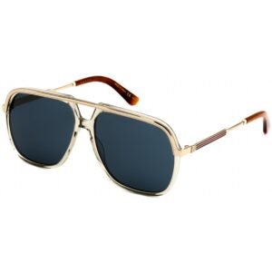 Gucci GG0200S Sunglasses Brown Gold / Blue Unisex (S) | AlmaBagz