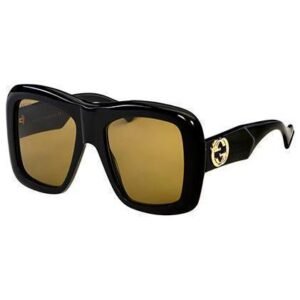 Gucci GG0498S Sunglasses Shiny Black / Brown (S) Women's | AlmaBagz