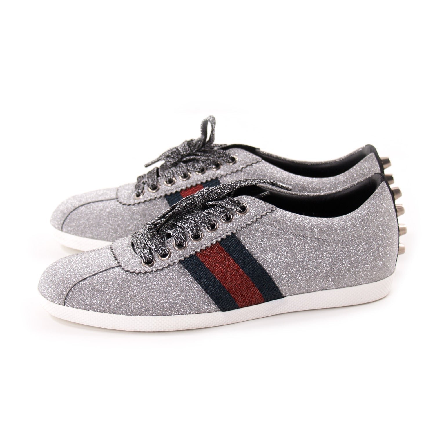 Gucci Glitter Web Sneaker With Studs | AlmaBagz