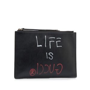 Gucci Gucci Ghost Life is Gucci Leather Clutch Bag (SHG-QPhnpZ) | AlmaBagz