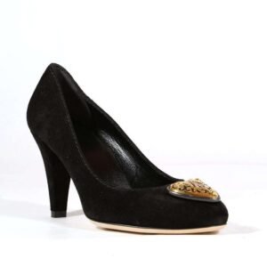 Gucci Heart Logo Women's Designer Shoes Black Suede Logo Pumps | AlmaBagz