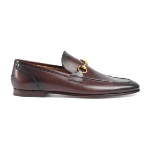 Gucci Jordaan Shoes Men's Dark Brown Leather Loafers Bit 406994 (GGM1706) | AlmaBagz