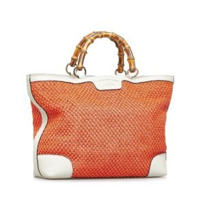Gucci Large Raffia Bamboo Shopper Tote (SHG-BjufB6) | AlmaBagz