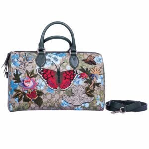 Gucci Linea A Butterfly Embroidered Boston Bag | AlmaBagz
