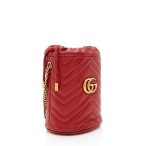 Gucci Matelasse Leather GG Marmont Mini Bucket Bag (SHF-T9mlN1) | AlmaBagz