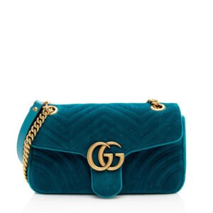 Gucci Matelasse Velvet GG Marmont Small Shoulder Bag | AlmaBagz