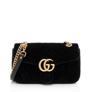 Gucci Matelasse Velvet GG Marmont Small Shoulder Bag | AlmaBagz