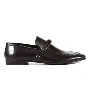 Gucci Men Designer Shoes Smooth Black Leather Classic Loafers - 121471 (GGM1538) | AlmaBagz