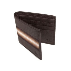 Gucci Men' s Wallet Signature Brown Leather Web Brown / White Stripe Fabric (GGMW2012) | AlmaBagz
