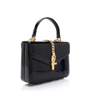 Gucci Patent Leather Sylvie 1969 Top Handle Mini Satchel (SHF-LRHVS4) | AlmaBagz