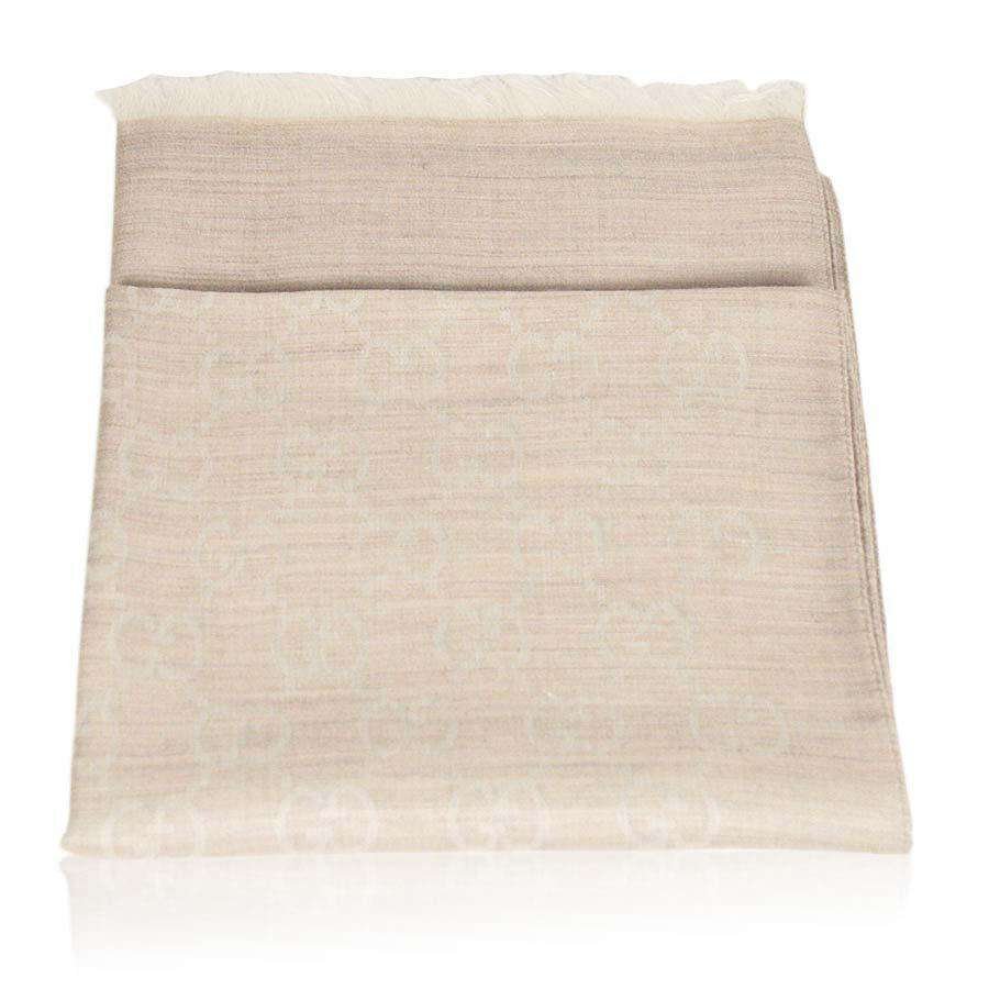 Gucci Shawl / Scarf Beige Woven GG Pattern Stole Scarf (GGS31) | AlmaBagz