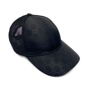 Gucci Signature Hat Unisex Black Nylon Fabric Mesh Baseball Cap 510950 4HD47 (GGH1004) | AlmaBagz