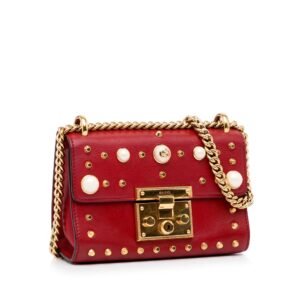 Gucci Small Leather Pearl Studded Padlock Crossbody Bag (SHG-lpKTdk) | AlmaBagz