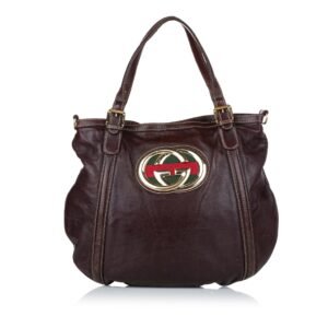 Gucci Web Britt Leather Satchel | AlmaBagz