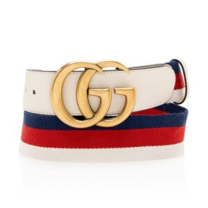 Gucci Web Calfskin Double G Belt - Size 38 / 95 | AlmaBagz