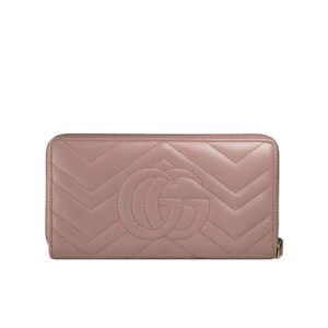 Gucci Women's Wallet Marmort Pink Calf-Skin Leather Quilted Wallet 443123 | AlmaBagz
