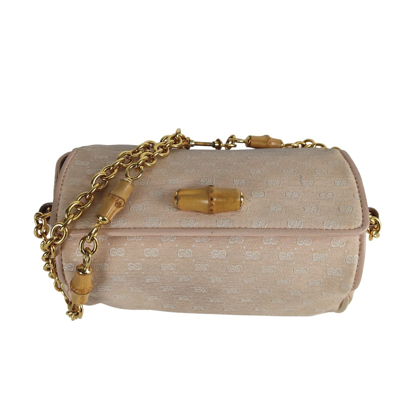 GUCCI vintage Bamboo shoulder bag in pink GG canvas | AlmaBagz