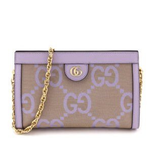 Gucci Beige Lapis Monogram Jumbo GG Textured Dollar Calfskin Small Ophidia Chain Shoulder Bag | AlmaBagz