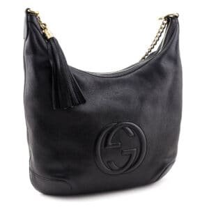 Gucci Black Pebbled Calfskin Soho Chain Hobo | AlmaBagz