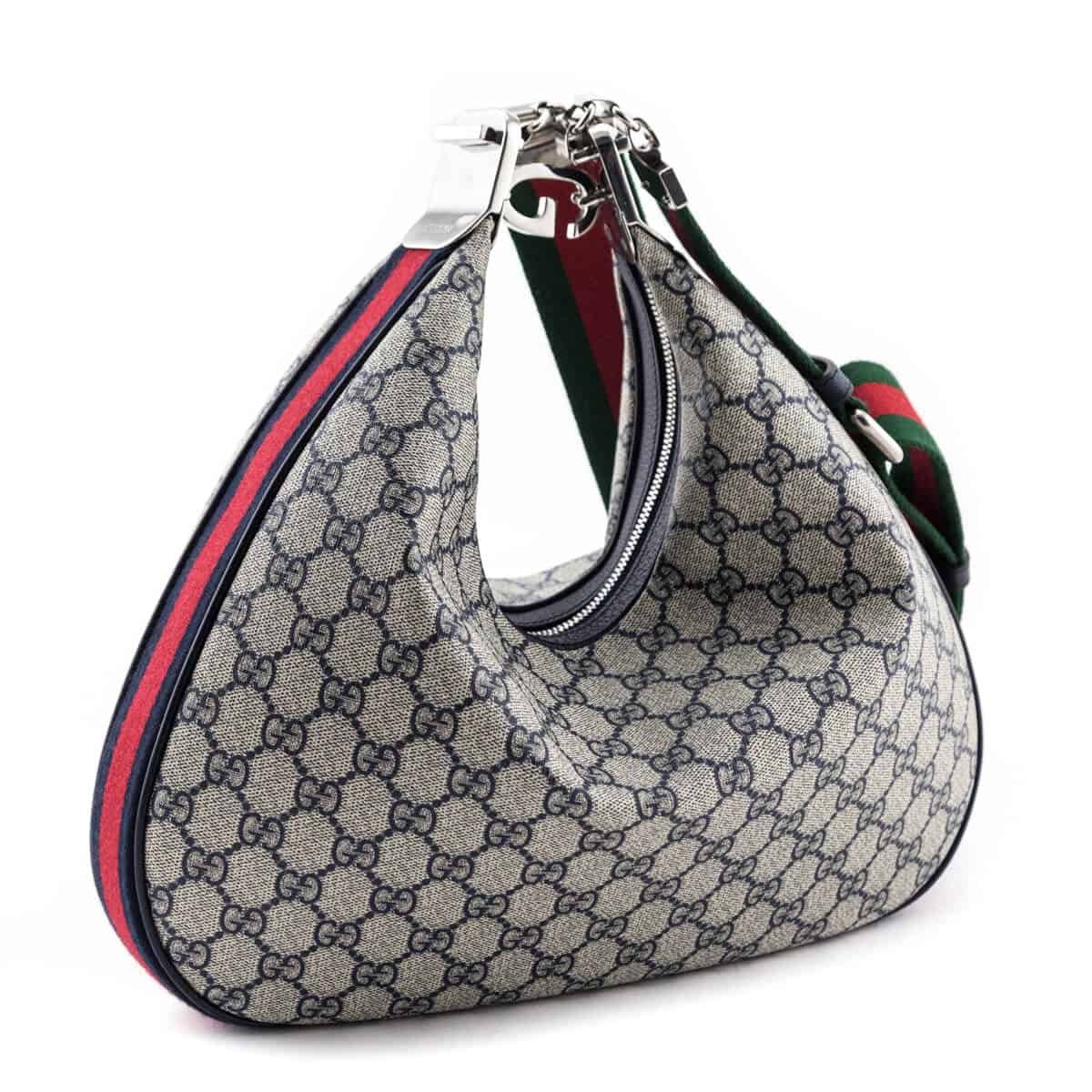 Gucci Blue & Beige GG Supreme Large Attache Bag | AlmaBagz