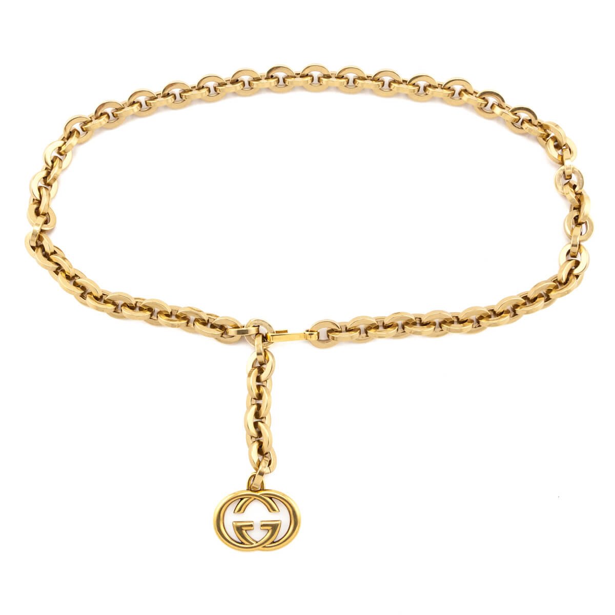 Gucci Gold Chain Interlocking G Charm Waist Belt | AlmaBagz