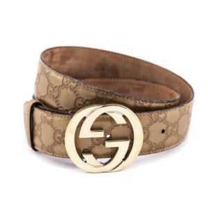 Gucci Gold Leather Guccissima GG Belt | AlmaBagz