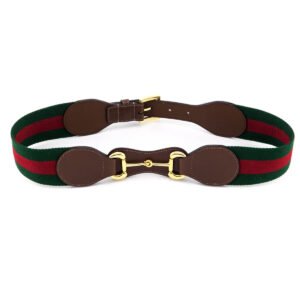 Gucci Green & Red Web Horsebit Waist Belt Size S | AlmaBagz