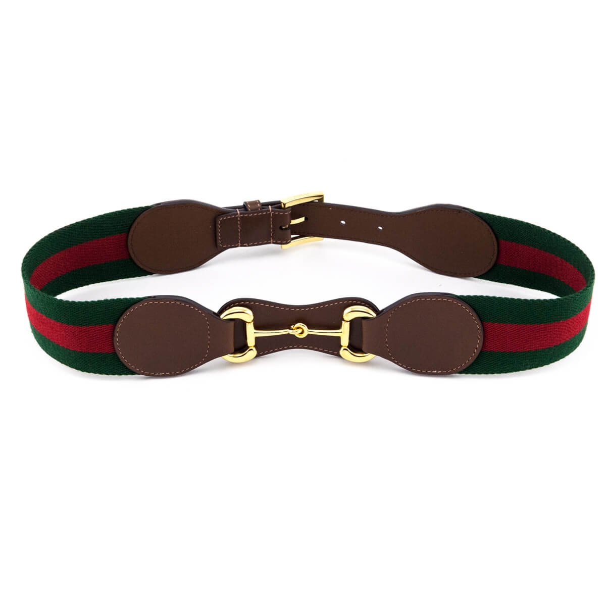 Gucci Green & Red Web Horsebit Waist Belt Size S | AlmaBagz