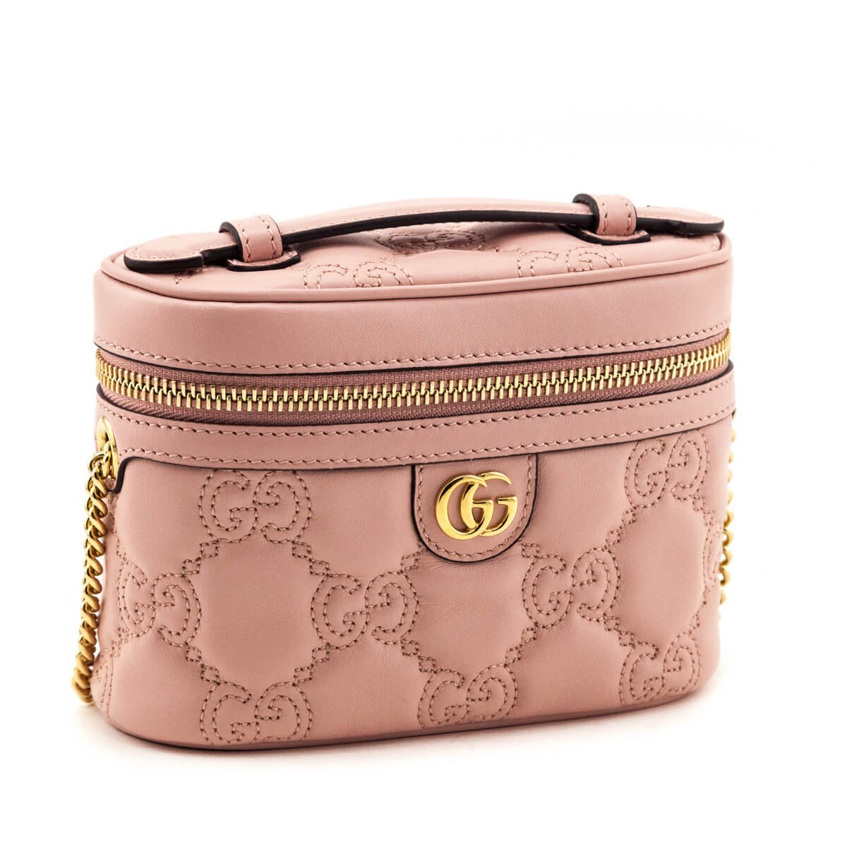 Gucci Light Pink GG Matelasse Calfskin Mini Top Handle Bag | AlmaBagz
