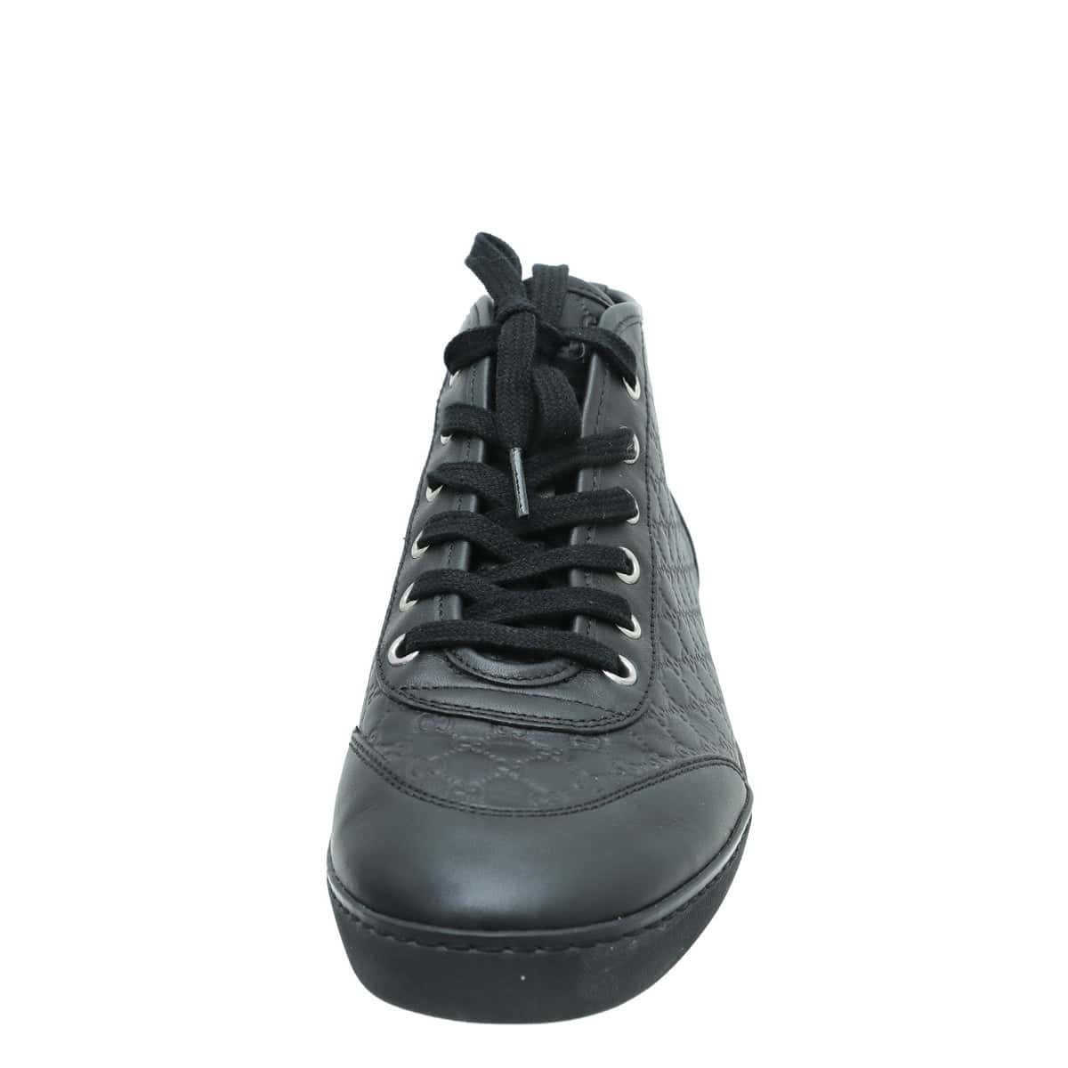 Gucci Black Microguccissima High Cut Sneakers 37 | AlmaBagz