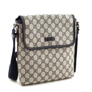 Gucci Navy GG Supreme Small Messenger Bag | AlmaBagz