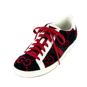 Gucci Navy & Red Velvet GG Ace Sneakers Size US 9 | EU 39 | AlmaBagz