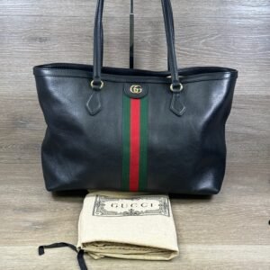 Gucci Ophidia Black Leather Tote - Medium | AlmaBagz