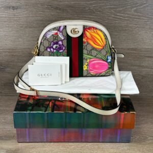 Gucci Ophidia Dome Shoulder Bag Flora GG Coated Canvas Small | AlmaBagz