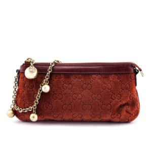 Gucci Orange Velvet GG Monogram Pochette | AlmaBagz