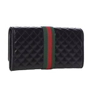 Gucci Quilted Continental Wallet with Web in Black | AlmaBagz