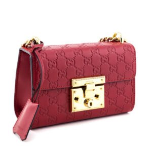 Gucci Red Guccissima Small PadLock Shoulder Bag | AlmaBagz